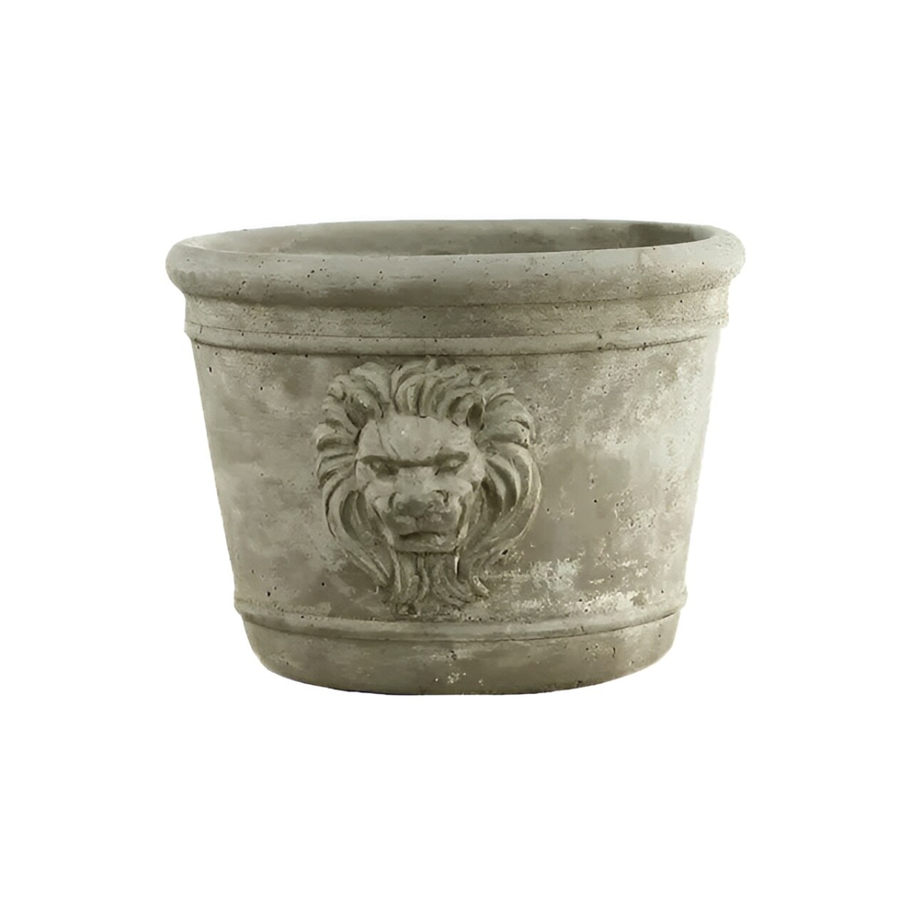 Round Cement Lion Head Planter Pot Indoor Outdoor Decorative Plant Pot